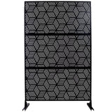 Outdoor & Indoor Privacy Screen Metal Privacy Screen 76' H×48' W, Freestanding Decorative Privacy Screen for Deck Balcony Patio, Privacy Fence Panels for Outside Lawn Garden PS116 BLACK SolidRoot Buy Furniture USA