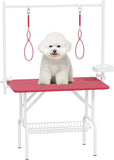 36''Large Dog Grooming Table, Foldable Pet Station at Home, Dog Grooming Table,Adjustable Cat Drying Desktop with Arms, Nooses, Mesh Tray (36Inch Pet Grooming Table Pink) - SolidRoot Buy Furniture USA