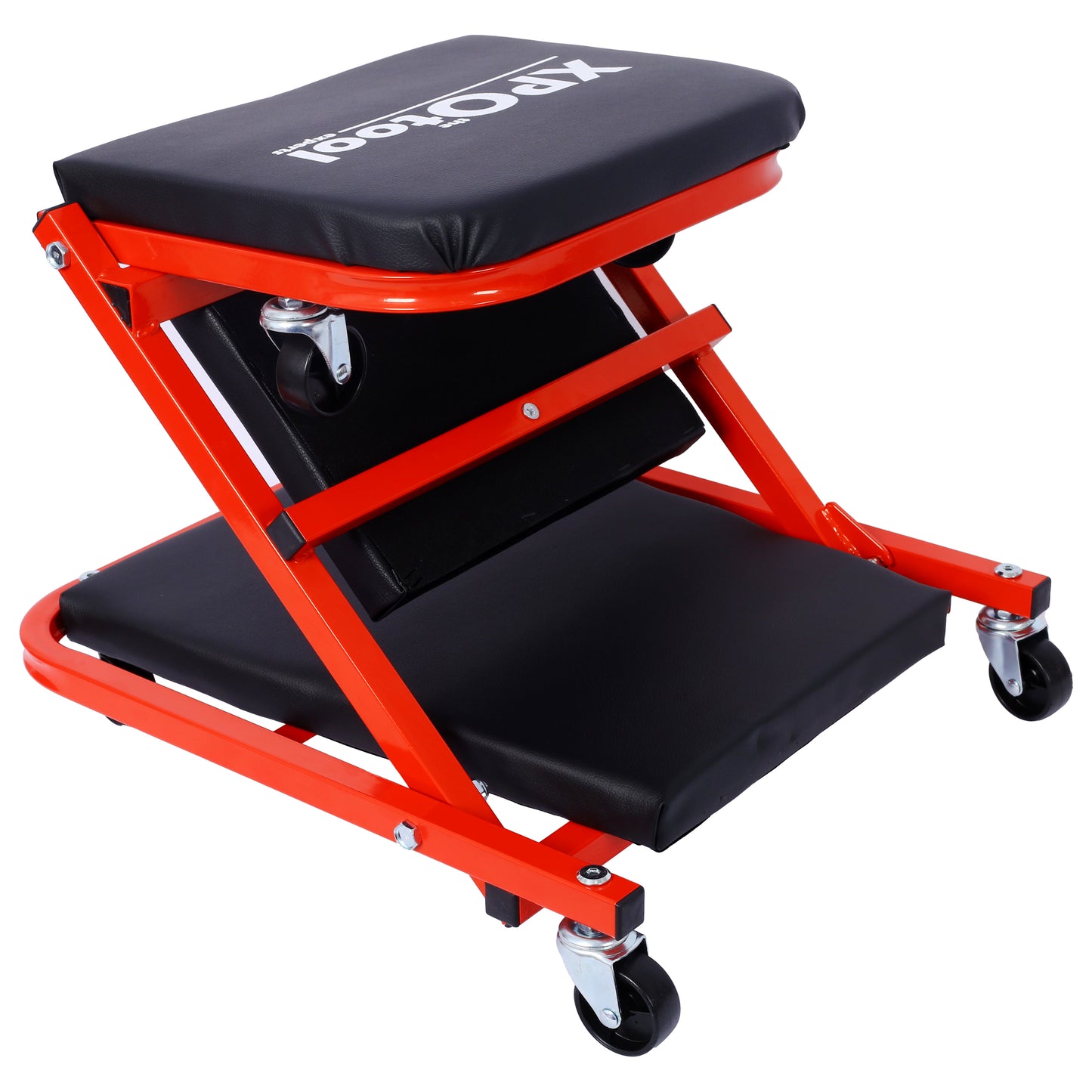 Mechanic Creeper 36' Z Creeper Seat 2 in 1 Low Profile with 6 Wheels Red Steel Vinyl SolidRoot Buy Furniture USA