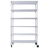 6-Tier Heavy Duty Chrome Wire Shelving Unit with Wheels (6000 lbs Capacity), NSF Certified Commercial Metal Storage Rack with Shelf Liners, Adjustable Utility Organizer - 48'L x 18'D x 82'H SolidRoot Buy Furniture USA
