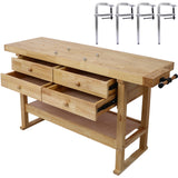 60in Workbench with 4 Drawers Wooden Workbench for Garage Workshop and Home, with Bar Clamps Set 12 inch x 4-3/4 inch Throat,Pack of 4 SolidRoot Buy Furniture USA