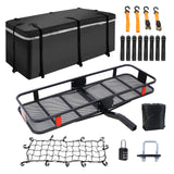 Hitch Mount Cargo Carrier Basket 60' X 21' X 6'+Waterproof Cargo Bag 13 Cubic Feet(56' 20' 20'),Hauling Weight Capacity of 500 Lbs and A Folding Arm.with Hitch Stabilizer,Net and Straps SolidRoot Buy Furniture USA