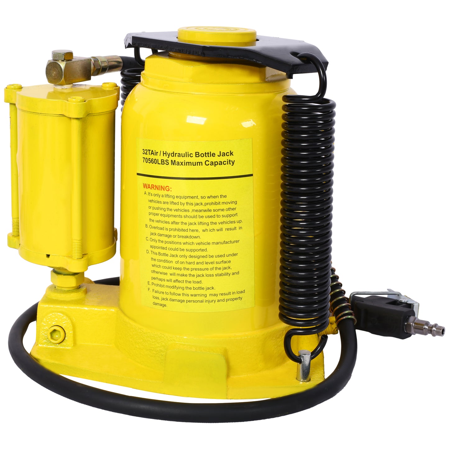 Air Hydraulic Bottle Jack, 32 Ton/70550 LBS All Welded Bottle Jack, 10-16.3 inch Lifting Range, Manual Handle and Air Pump, for Car, Pickup, Truck, RV, Auto Repair, Industrial Engineering ,Yellow SolidRoot Buy Furniture USA