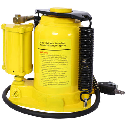 Air Hydraulic Bottle Jack, 32 Ton/70550 LBS All Welded Bottle Jack, 10-16.3 inch Lifting Range, Manual Handle and Air Pump, for Car, Pickup, Truck, RV, Auto Repair, Industrial Engineering ,Yellow SolidRoot Buy Furniture USA