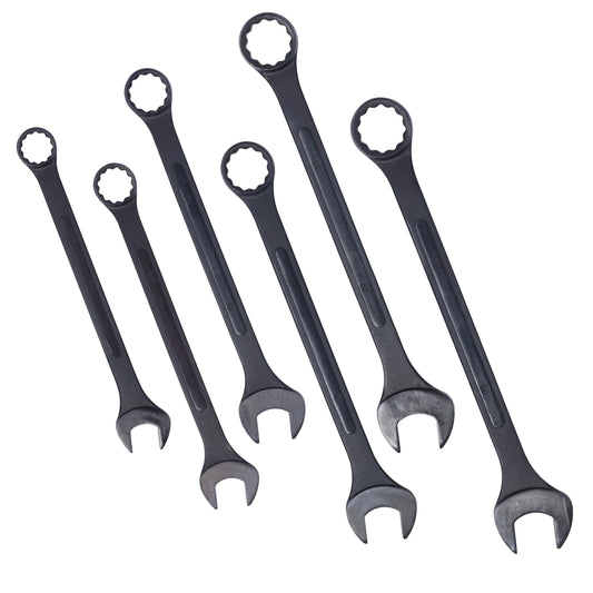 Jumbo Combination Wrench Set extra large, Metric, 6-piece, 35mm to 50mm,Black Oxide, with Pouch SolidRoot Buy Furniture USA