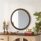Round Decorative Wall Mirror, Vintage Gold Beaded Frame, for Living Room/Bedroom/Bathroom Home Decor - SolidRoot Buy Furniture USA
