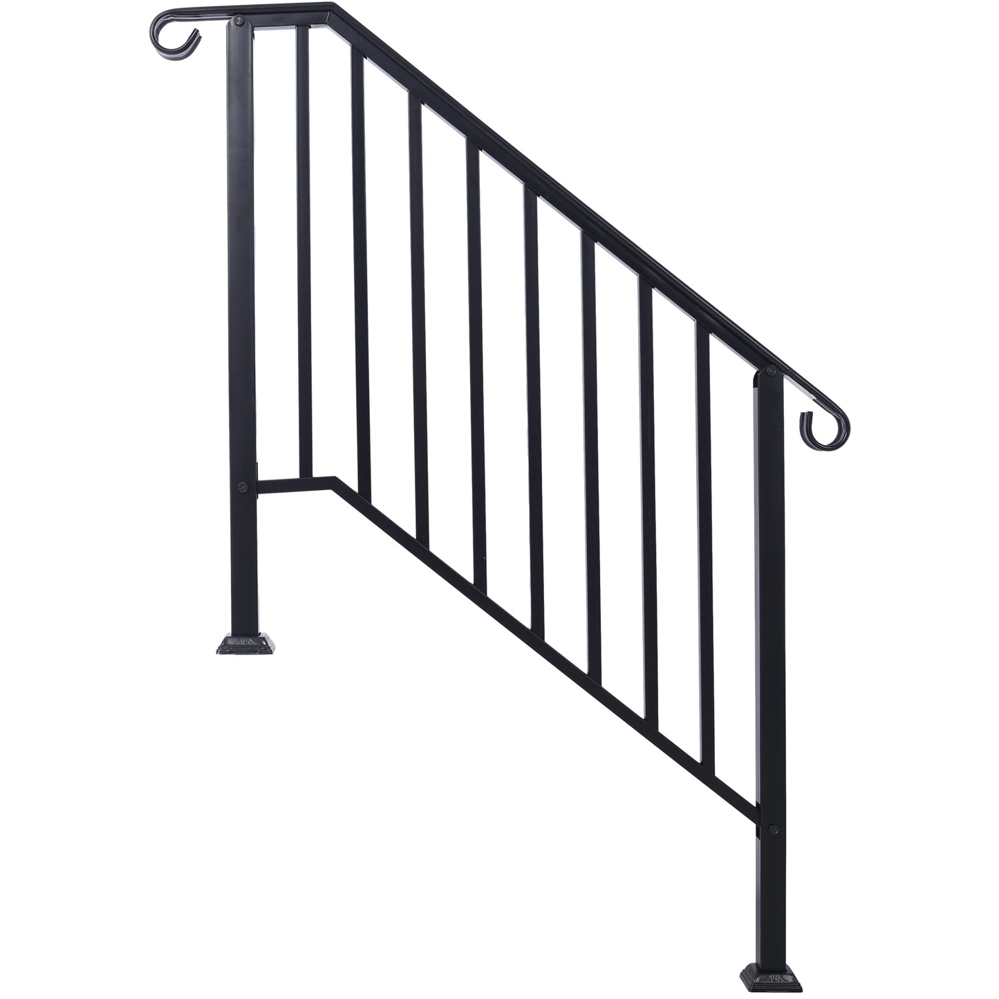 Handrails for Outdoor Steps, Fit 3 or 4 Steps Outdoor Stair Railing, Picket#3 Wrought Iron Handrail, Flexible Porch Railing, Black Transitional Handrails for Concrete Steps or Wooden Stairs SolidRoot Buy Furniture USA