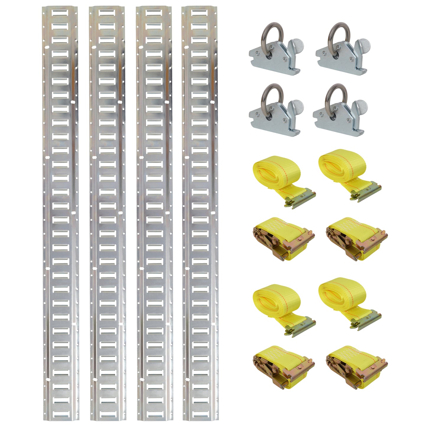 Universal E Track Tie-Down Rail Kit for Trucks, Vans, Garages - Silver Steel, 5ft Rails SolidRoot Buy Furniture USA