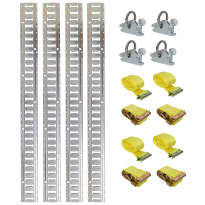 Universal E Track Tie-Down Rail Kit for Trucks, Vans, Garages - Silver Steel, 5ft Rails SolidRoot Buy Furniture USA