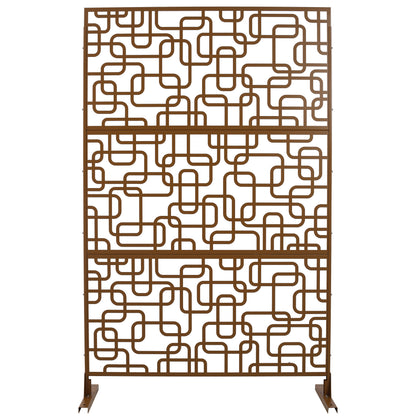 Outdoor & Indoor Privacy Screen Metal Privacy Screen 76' H×48' W, Freestanding Decorative Privacy Screen for Deck Balcony Patio, Privacy Fence Panels for Outside Lawn Garden PS114 BROWN SolidRoot Buy Furniture USA