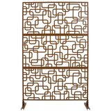 Outdoor & Indoor Privacy Screen Metal Privacy Screen 76' H×48' W, Freestanding Decorative Privacy Screen for Deck Balcony Patio, Privacy Fence Panels for Outside Lawn Garden PS114 BROWN SolidRoot Buy Furniture USA