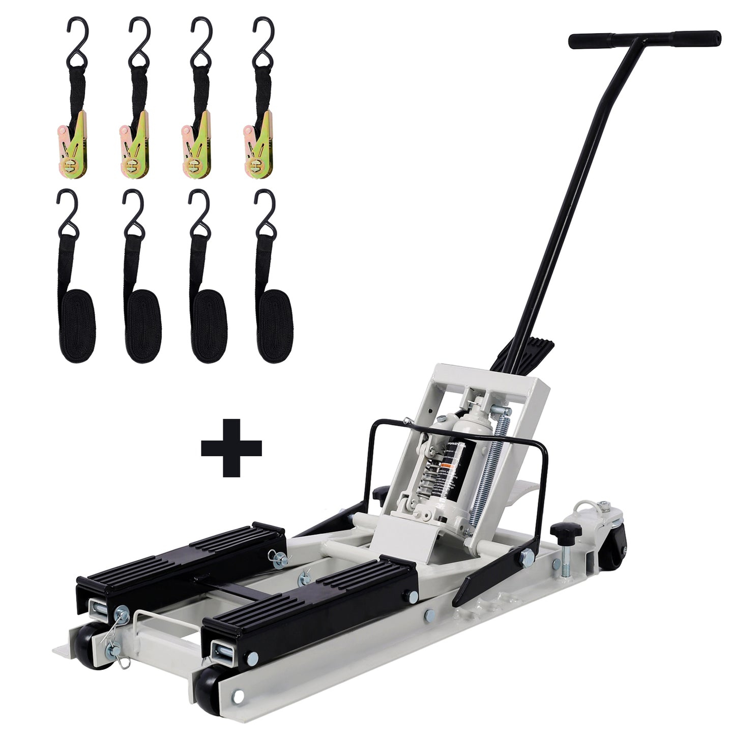 Hydraulic Motorcycle Lift Jack, 1500 LBS Capacity ATV Scissor Lift Jack, Portable Motorcycle Lift Table with 4 Wheels, Hydraulic Foot-Operated Hoist Stand with 2xtie down gray SolidRoot Buy Furniture USA