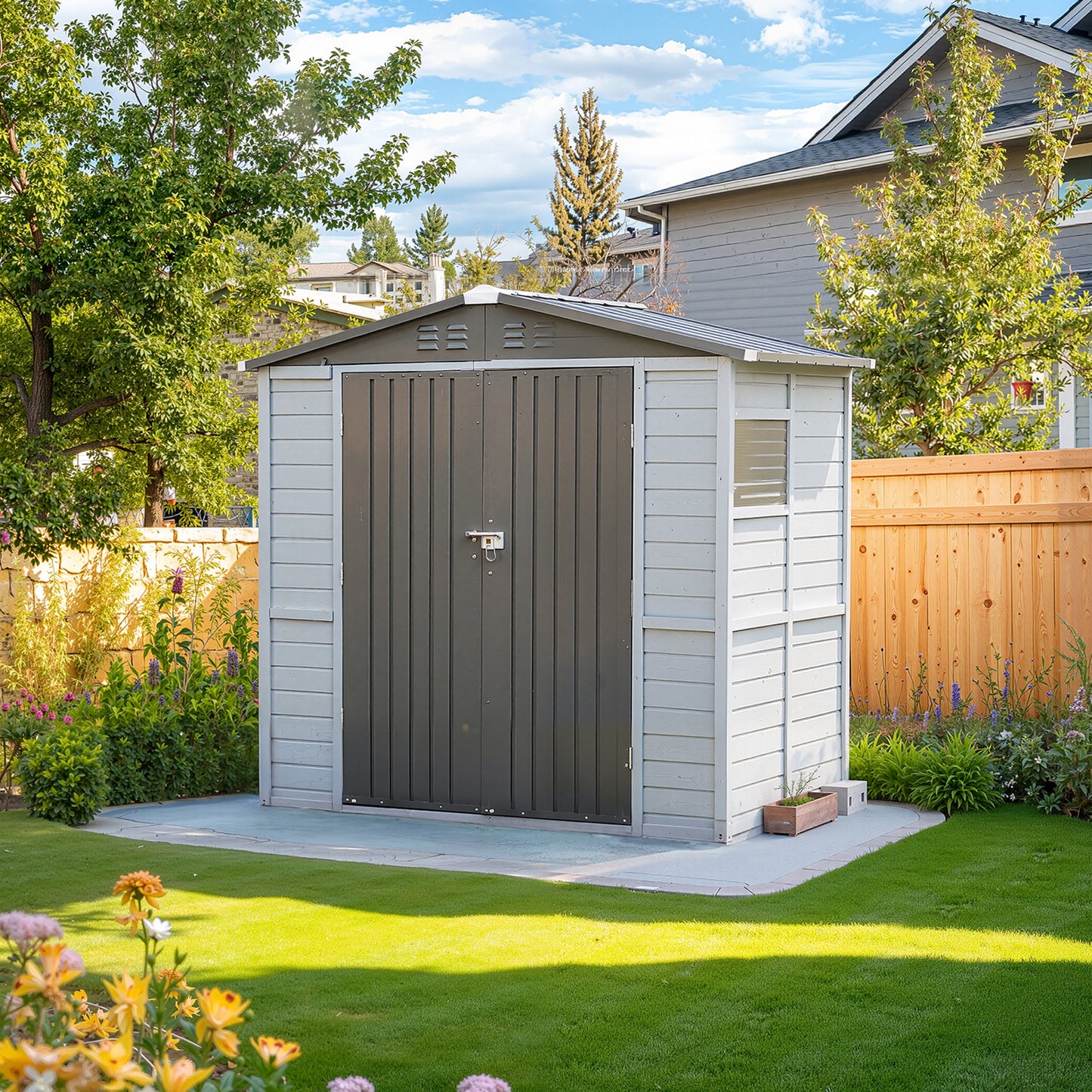 4*6FT Iron-Wood Combination Tool Shed – A Perfect Blend of Nature and Functionality SolidRoot Buy Furniture USA