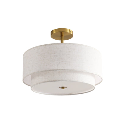 15' Modern Ceiling Light, Fabric Upholstered, Flush-Mount Fixture for Living Room, Bedroom or Dining Room, Stylish Energy-Saving Design, Easy Installation (Bulb Not Included)