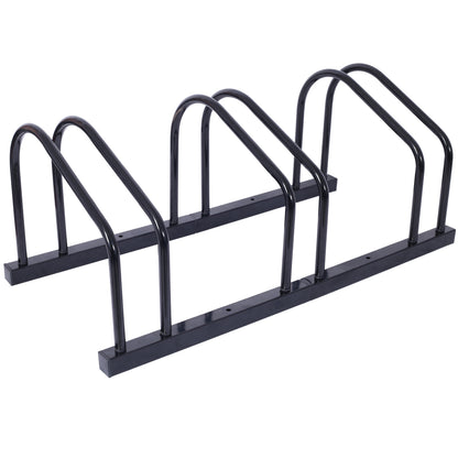 3 Bikes Floor Bike Stand, Bike Parking Rack Garage Bike Storage Stand Indoor/Outdoor 22-28' Wheel Stand, Max. Tire Width 2.15',black painted SolidRoot Buy Furniture USA