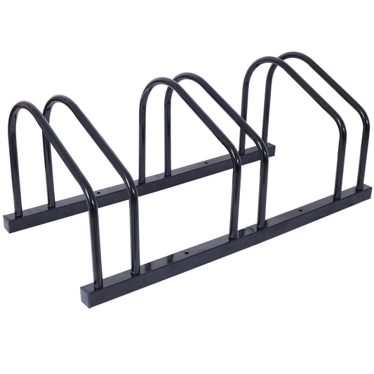 3 Bikes Floor Bike Stand, Bike Parking Rack Garage Bike Storage Stand Indoor/Outdoor 22-28' Wheel Stand, Max. Tire Width 2.15',black painted SolidRoot Buy Furniture USA