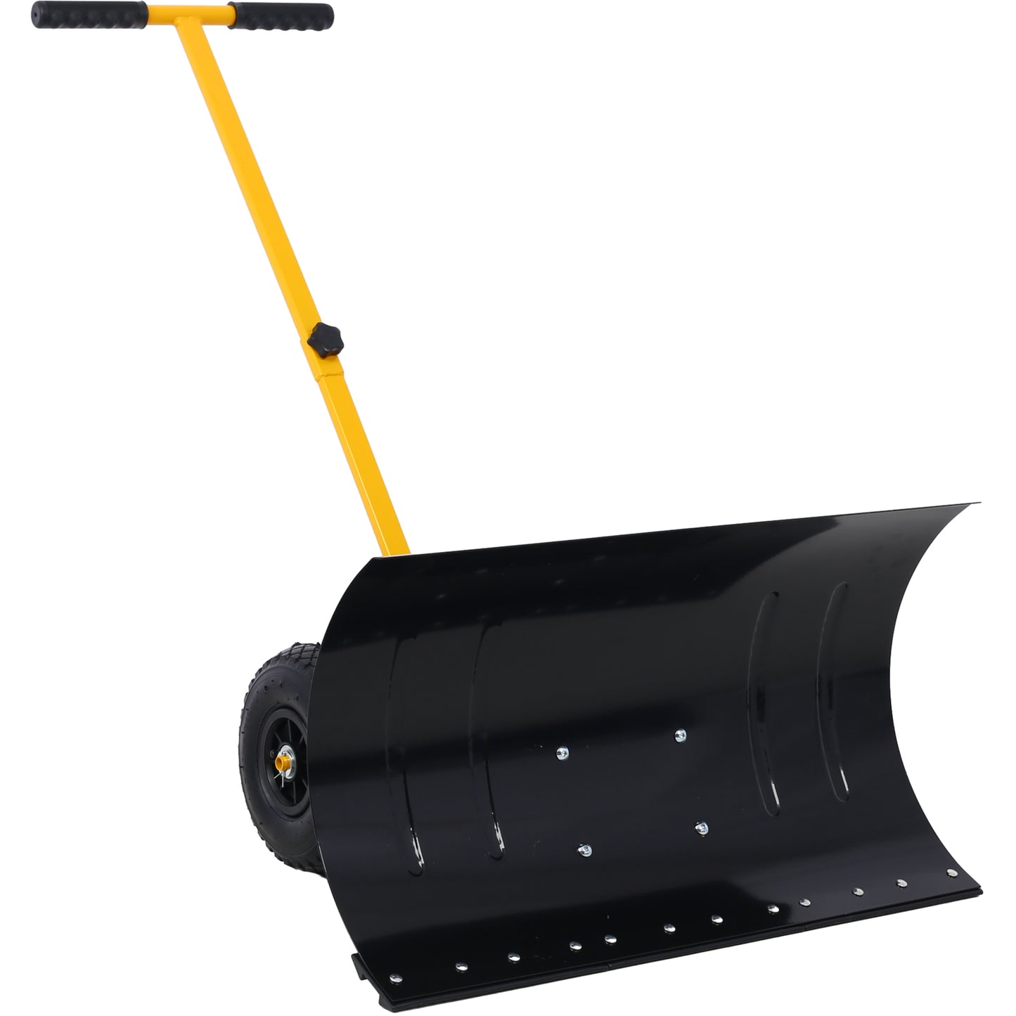 Snow Shovel with Wheels, Snow Pusher, Cushioned Adjustable Angle Handle Snow Removal Tool, 29' Blade, 10' Wheels,yellow color SolidRoot Buy Furniture USA