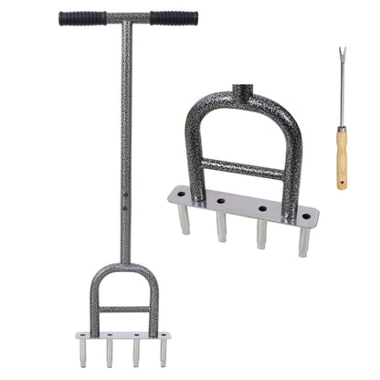 Lawn Coring Aerator,  4 Corer Plug Aerator Tool with Soft Rubber Grip, Manual Grass Aerating Tool, Garden Tool & Cleaning Hand Tool for Loosening Soil and Improving Lawn Health SolidRoot Buy Furniture USA