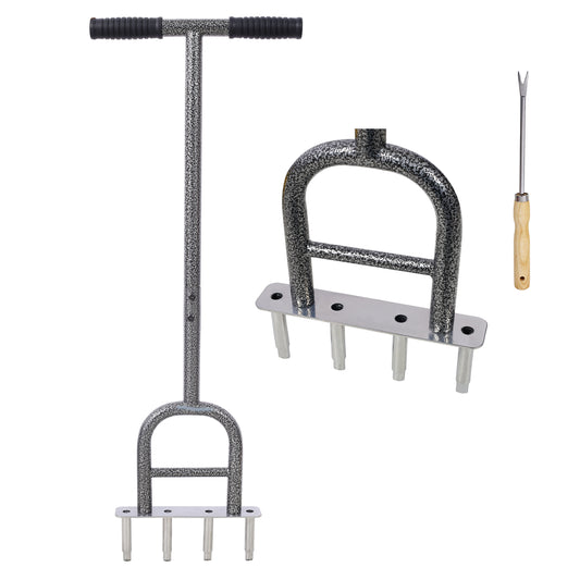 Lawn Coring Aerator,  4 Corer Plug Aerator Tool with Soft Rubber Grip, Manual Grass Aerating Tool, Garden Tool & Cleaning Hand Tool for Loosening Soil and Improving Lawn Health SolidRoot Buy Furniture USA