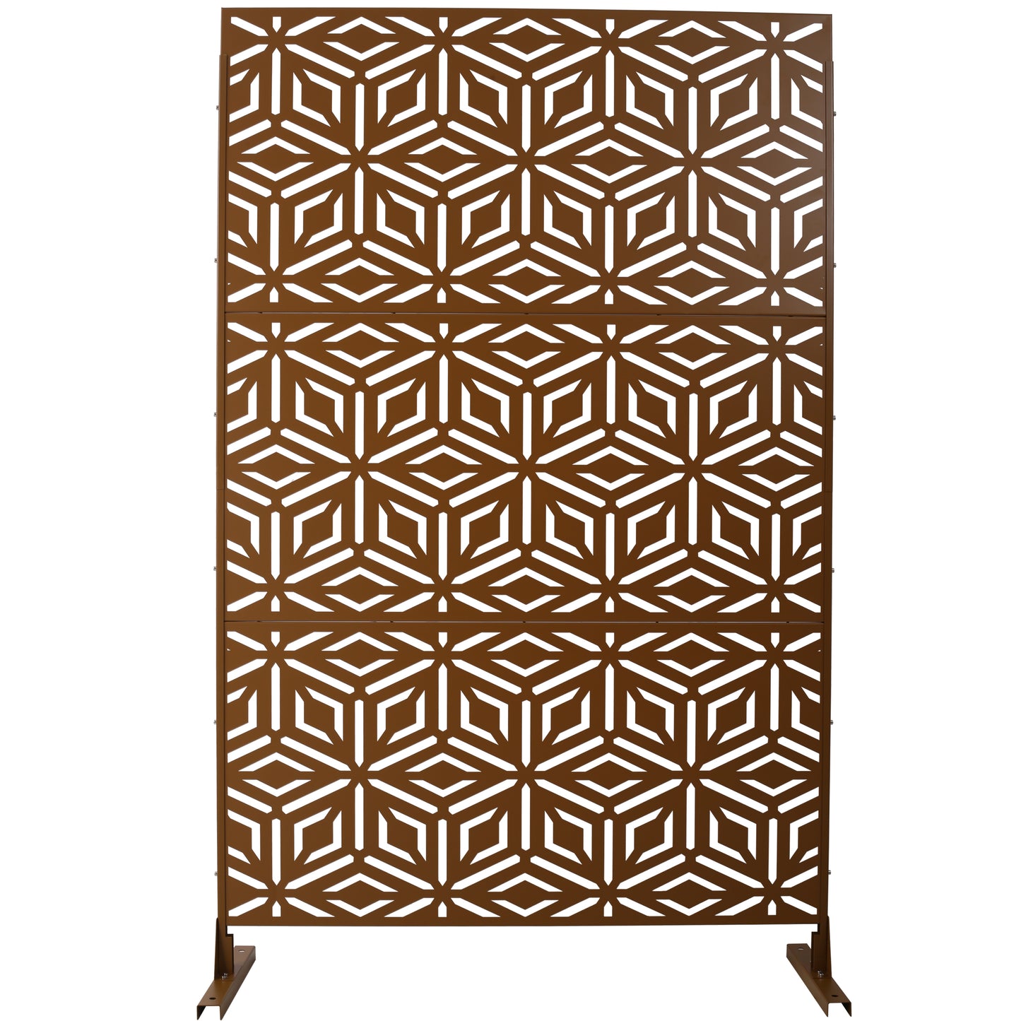 Outdoor & Indoor Privacy Screen Metal Privacy Screen 76' H×48' W, Freestanding Decorative Privacy Screen for Deck Balcony Patio, Privacy Fence Panels for Outside Lawn Garden PS115 BROWN SolidRoot Buy Furniture USA