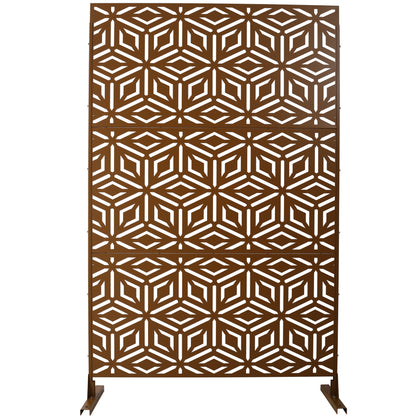 Outdoor & Indoor Privacy Screen Metal Privacy Screen 76' H×48' W, Freestanding Decorative Privacy Screen for Deck Balcony Patio, Privacy Fence Panels for Outside Lawn Garden PS115 BROWN SolidRoot Buy Furniture USA