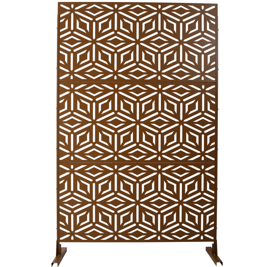Outdoor & Indoor Privacy Screen Metal Privacy Screen 76' H×48' W, Freestanding Decorative Privacy Screen for Deck Balcony Patio, Privacy Fence Panels for Outside Lawn Garden PS115 BROWN SolidRoot Buy Furniture USA