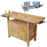 Wood Workbench - Wooden Workbench for Garage Workshop and Home, with Rapid Action Woodworking Vise 9 Inch Jaw Width Made with Heavy-Duty Cast Iron ,GRAY SolidRoot Buy Furniture USA