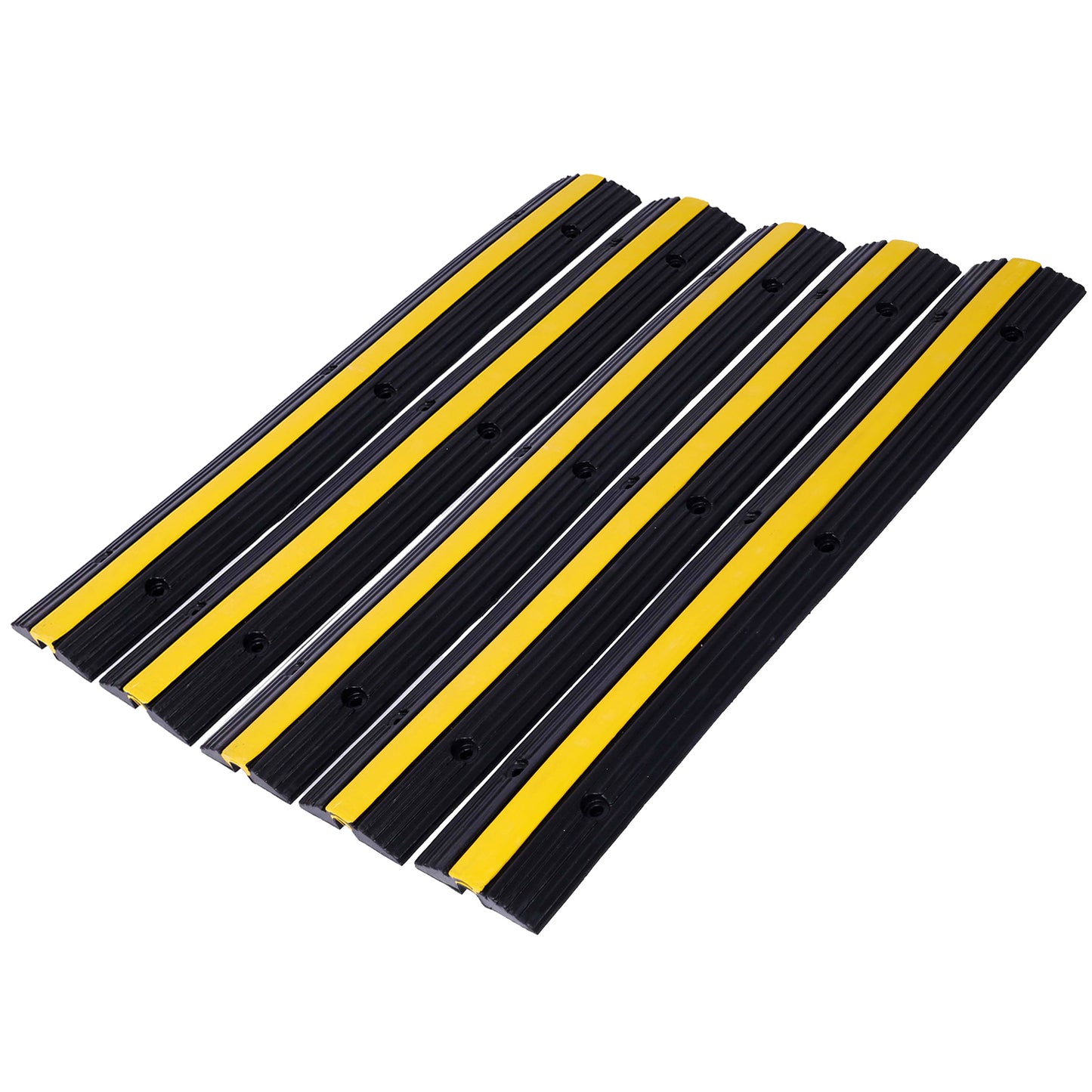 Cable Protector Ramp Rubber Speed Bumps 2 Pack of 1 Channel 6600Lbs Load Capacity with 12 Bolts Spike for Asphalt Concrete Gravel Driveway (1 Channel, 5 Pack) SolidRoot Buy Furniture USA