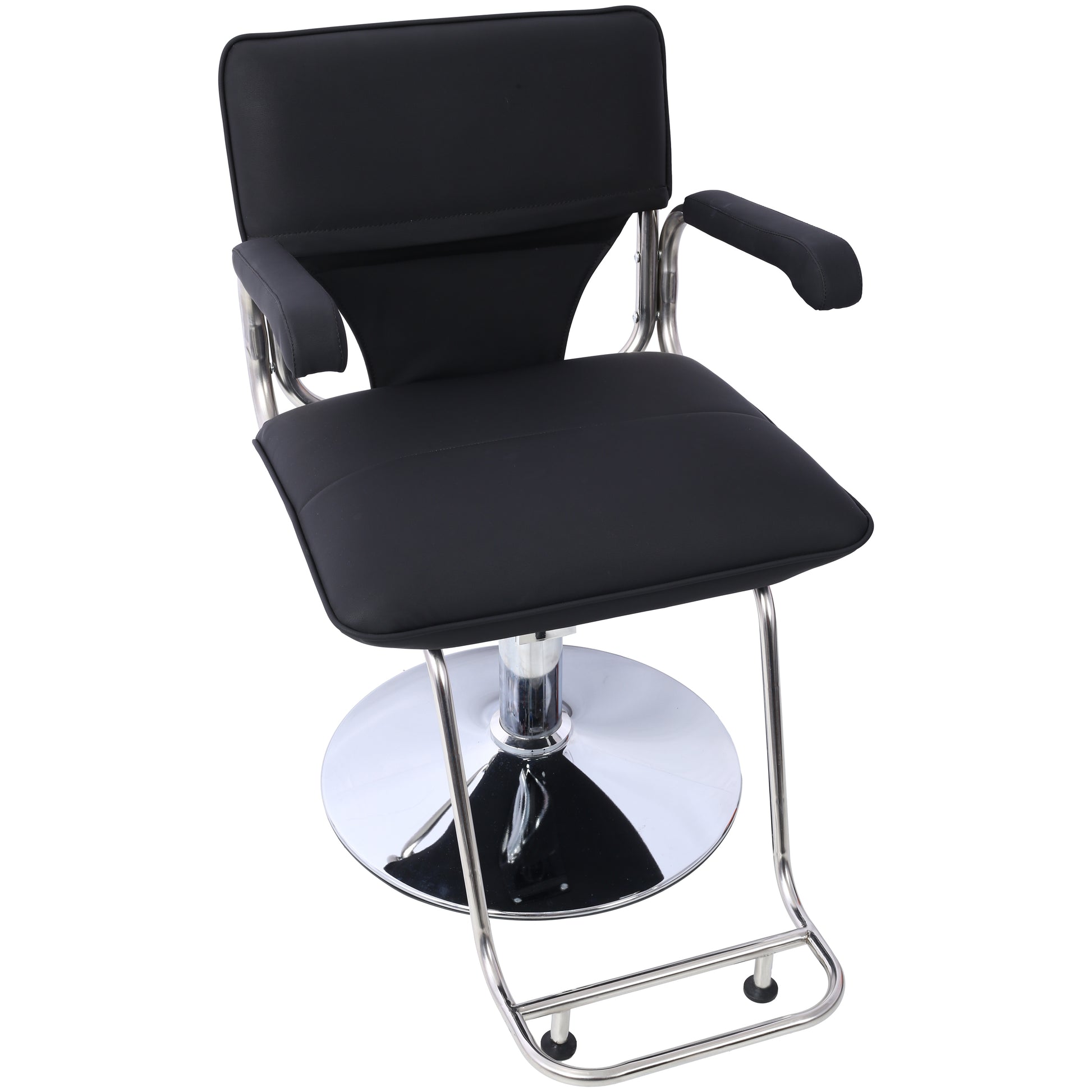 Modern Stainless Steel Frame Salon Chair with Barber Cape - Heavy Duty Hydraulic Styling Chair for Hair Stylists & Beauty Spas, Black Fashion Design SolidRoot Buy Furniture USA