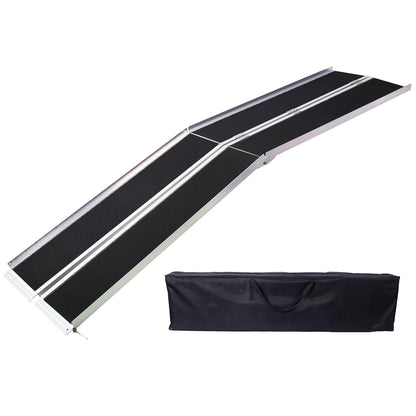 wheel chair ramp 10ft ,aluminium threhold ramp,Portable and Foldable, 600 Pound Capacity, Non-Skid Surface, Two Separate Pieces, for Home, Steps, Stairs, Doorways with bag SolidRoot Buy Furniture USA