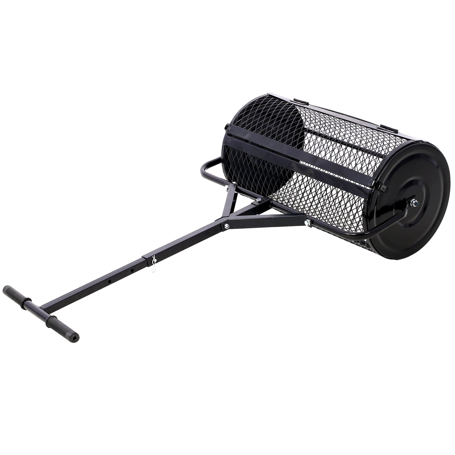 Peat Moss Spreader 24inch,Compost Spreader Metal Mesh,T shaped Handle for planting seeding,Lawn and Garden Care Manure Spreaders Roller ,black SolidRoot Buy Furniture USA