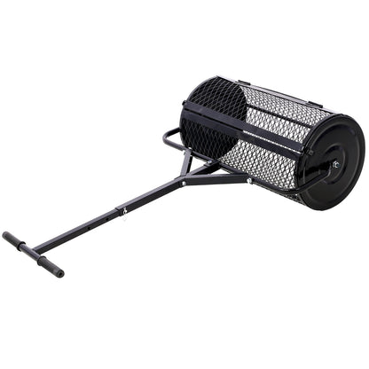 Peat Moss Spreader 24inch,Compost Spreader Metal Mesh,T shaped Handle for planting seeding,Lawn and Garden Care Manure Spreaders Roller ,black SolidRoot Buy Furniture USA