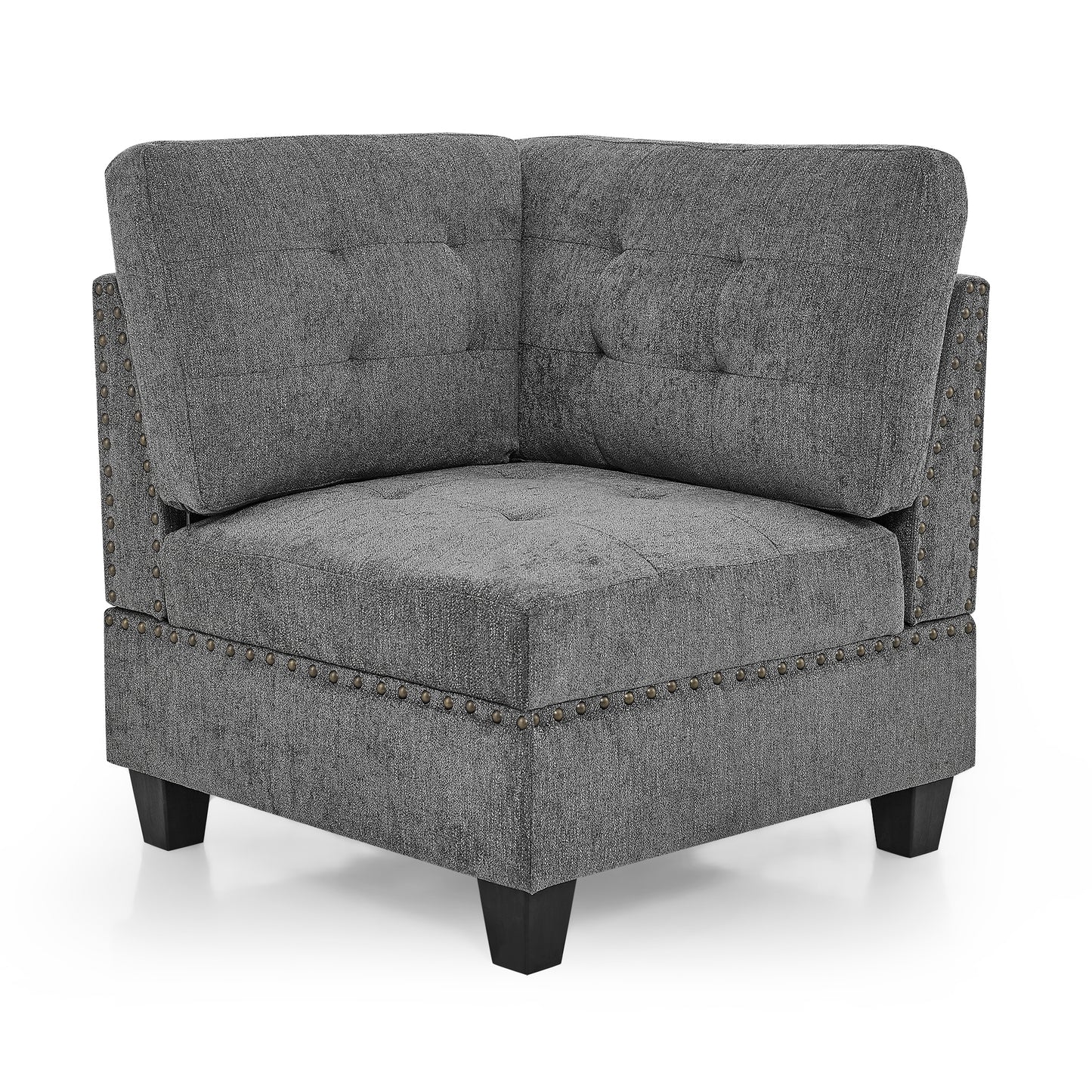 Modular Corner Sofa with Chenille Upholstery, Grey, 31.5'x31.5'x36.5' SolidRoot Buy Furniture USA