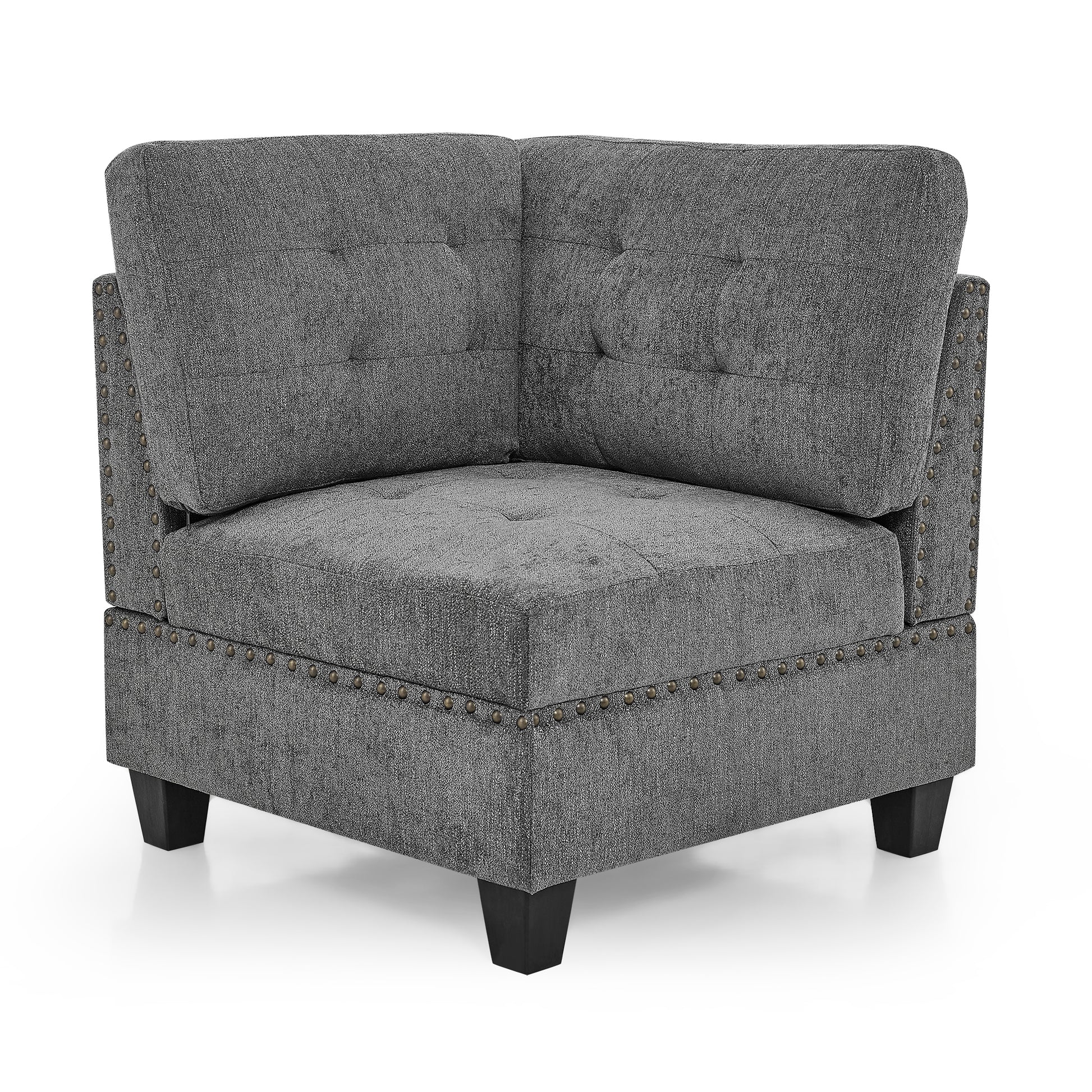 Modular Corner Sofa with Chenille Upholstery, Grey, 31.5'x31.5'x36.5' SolidRoot Buy Furniture USA