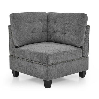 Modular Corner Sofa with Chenille Upholstery, Grey, 31.5'x31.5'x36.5' SolidRoot Buy Furniture USA