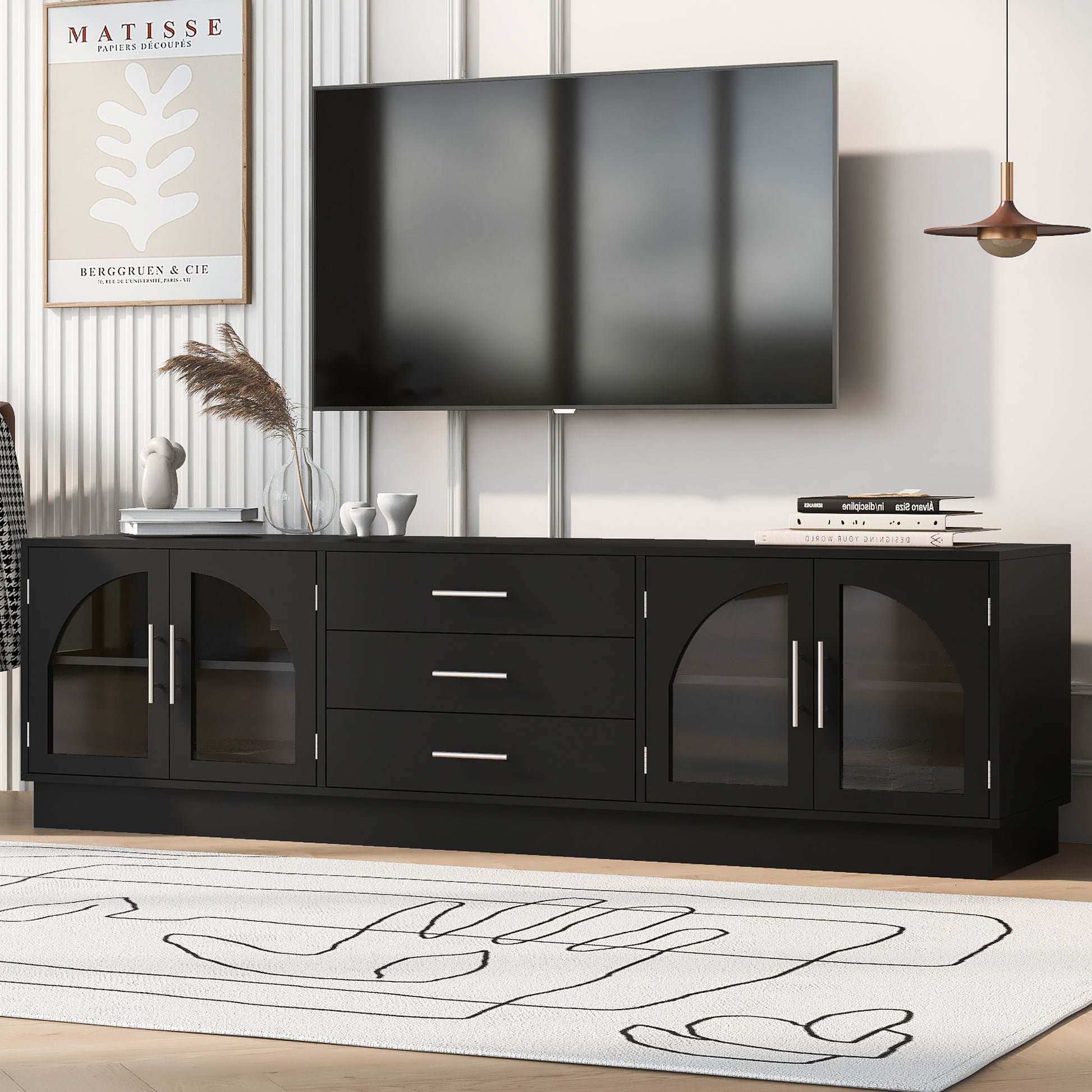 VIBE HAUS 68.9'' Modern Minimalist TV Stand for TVs up to 75 Inches, Entertainment Center Media Console Cabinet with Adjustable Shelves for Living room(OLD SKU:N724P198482B) SolidRoot Buy Furniture USA