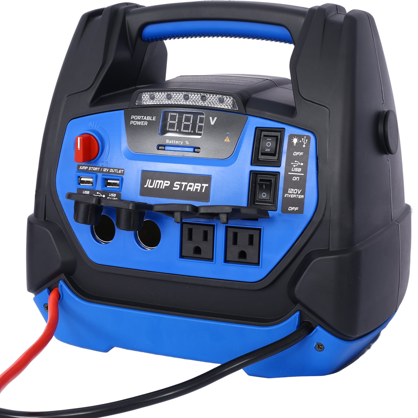 Rechargeable  Jump Starter for Gas Diesel Vehicles - 1800 Amps with Air Compressor and AC, 12V DC, USB Power Station SolidRoot Buy Furniture USA