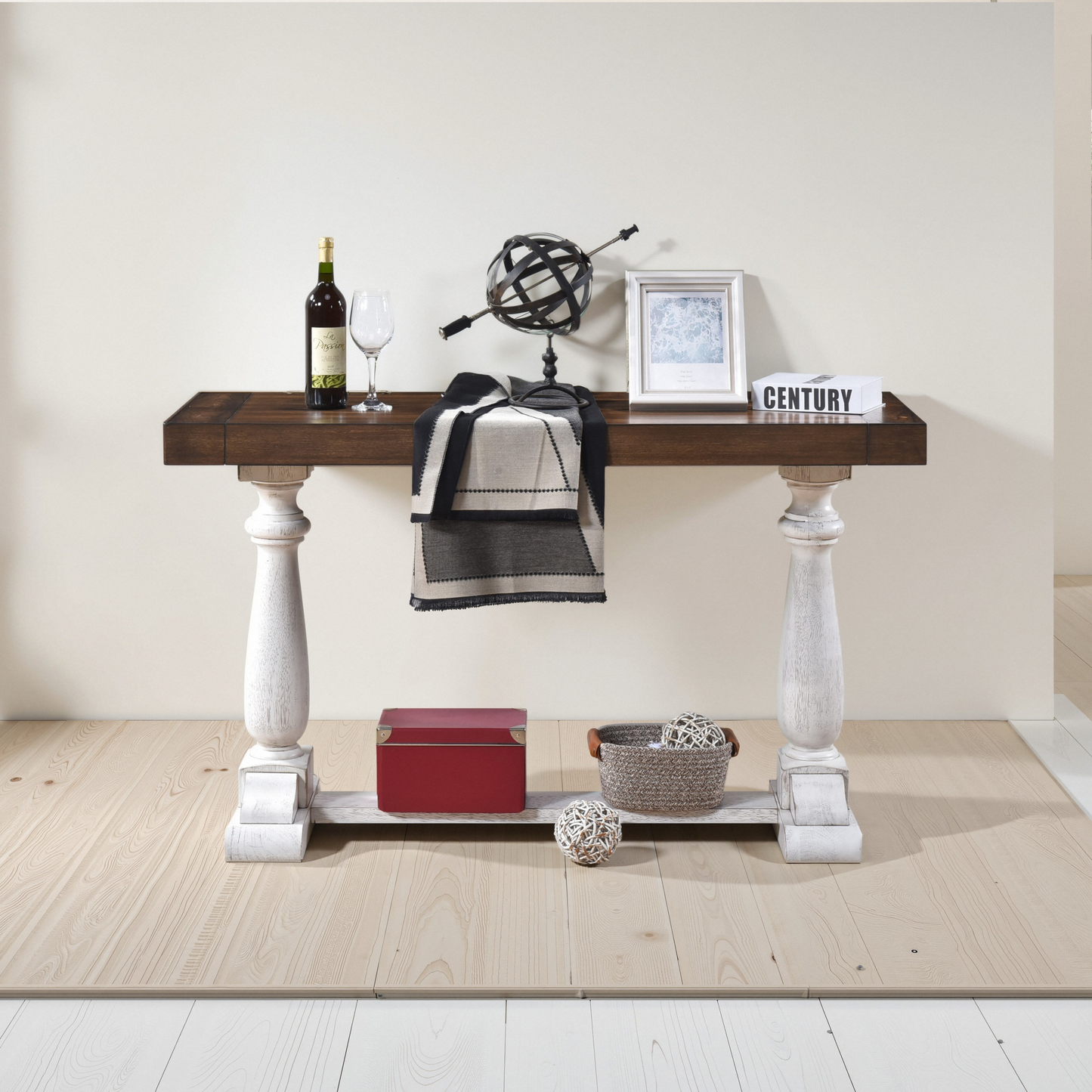 30-Inch Farmhouse Sofa Table with Pedestal Legs, Rustic Entryway Console for Living Room SolidRoot Buy Furniture USA