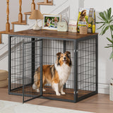 47'' Dog Crate Dog Cage Furniture with 3 Doors,for Large & Medium Dogs.Rustic Brown - SolidRoot Buy Furniture USA