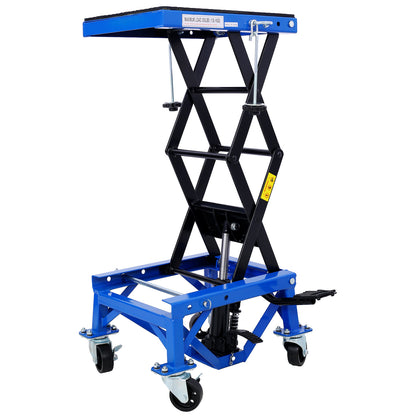 300 lbs Hydraulic Motorcycle Scissor Jack Lift Foot Step Wheels for Small Dirt Bikes,blue color SolidRoot Buy Furniture USA