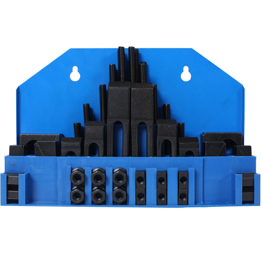 58Pc T-Slot Clamping Kit Mill Machinist Set With T-slot cleaner and Tightening Wrench (7/16 Table Slot 3/8-16 Stud Size) SolidRoot Buy Furniture USA