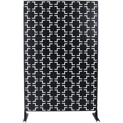 Outdoor & Indoor Privacy Screen Metal Privacy Screen 76' H×48' W, Freestanding Decorative Privacy Screen for Deck Balcony Patio, Black, Lightweight SolidRoot Buy Furniture USA