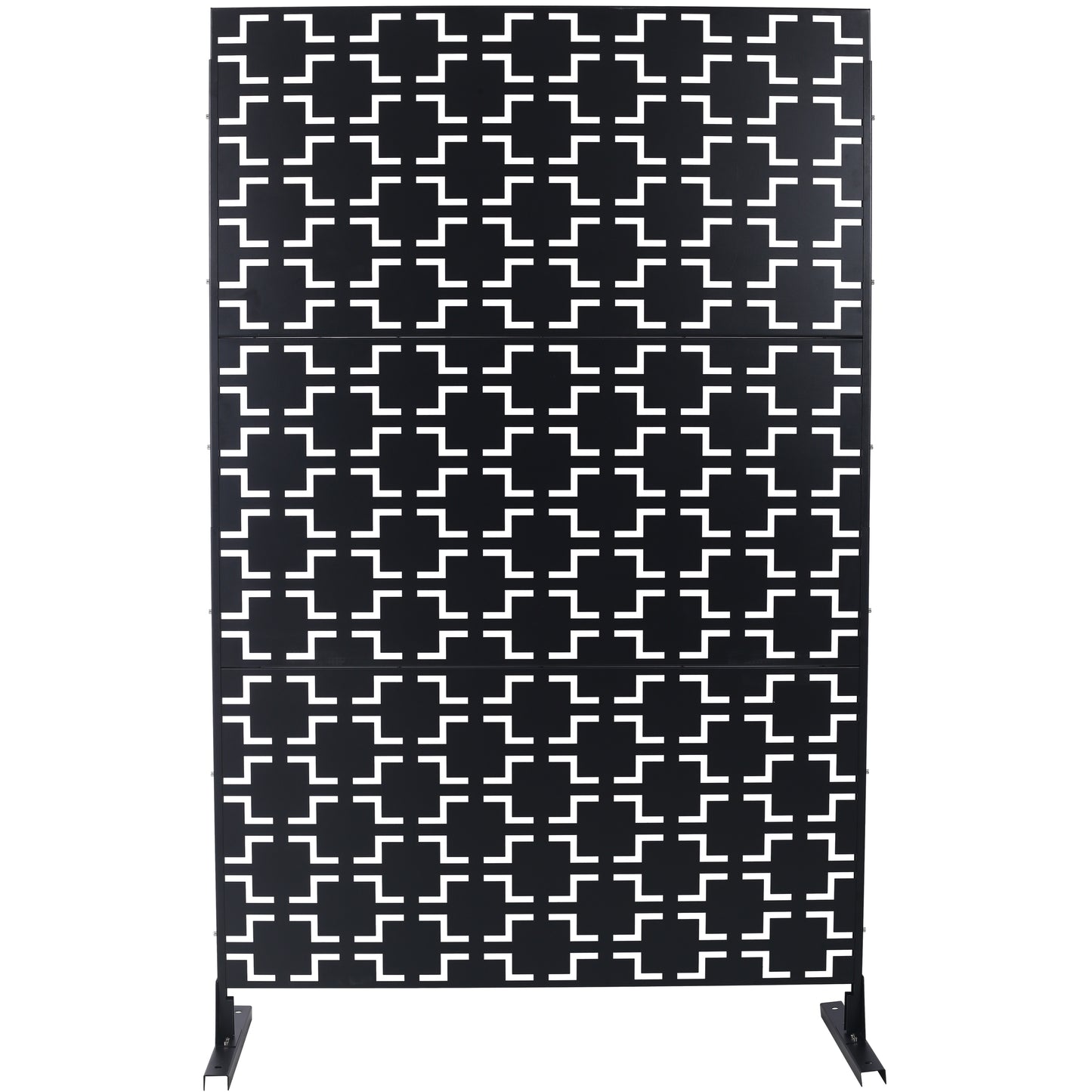 Outdoor & Indoor Freestanding Decorative Privacy Screen, Metal Privacy Fence Panels, Black, 76' H x 48' W SolidRoot Buy Furniture USA