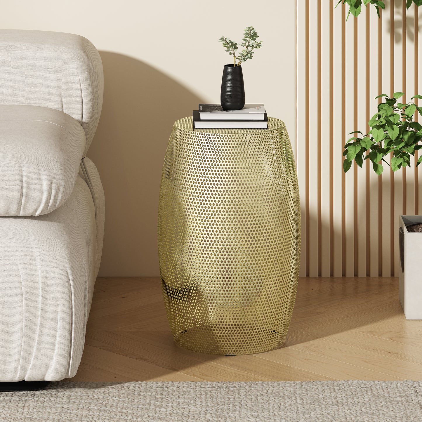 Round Metal Hollow Side Table SolidRoot Buy Furniture USA