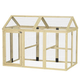 PawHut Chicken Run, Wooden Large Chicken Coop, Combinable Design with Perches & Doors for Outdoor, Backyard, Farm, 4.6' x 2.8', Nature Wood - SolidRoot Buy Furniture USA