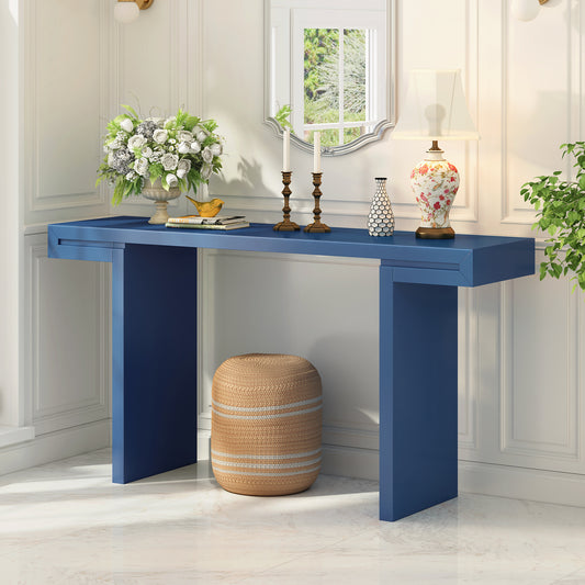 U-Style Large 60-Inch Console Table with Geometric Clean Lines Design,Stylish Entryway Table with Painted Finish and Adjustable Feet,Suitable for Living Room,Entryway,Hallway. SolidRoot Buy Furniture USA