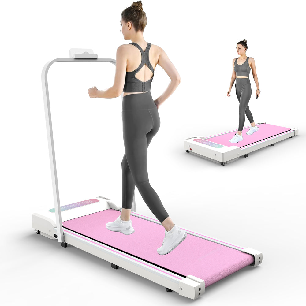 Under Desk Treadmill, Walking Pad, 2 in 1 Portable Treadmill with Handle Remote Control LED Display, Walking Jogging Machine for Home Office Use Pink - SolidRoot Buy Furniture USA