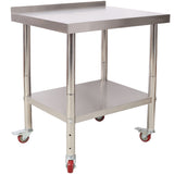 Stainless Steel Prep Table, 30 x 24 x 35-1/2 Inch, 440lbs Load Capacity Heavy Duty Metal Worktable with Backsplash Adjustable Undershelf & 4 Casters, Commercial Workstation for Kitchen Restaurant SolidRoot Buy Furniture USA