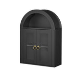Wall Mounted Arched Cabinet with Glass Doors, Light and Adjustable Shelves for Laundry Room, Bathroom, Kitchen SolidRoot Buy Furniture USA