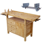 Wood Workbench - Wooden Workbench for Garage Workshop and Home, with Rapid Action Woodworking Vise 10.5 Inch Jaw Width Made with Heavy-Duty Cast Iron , GRAY COLOR SolidRoot Buy Furniture USA